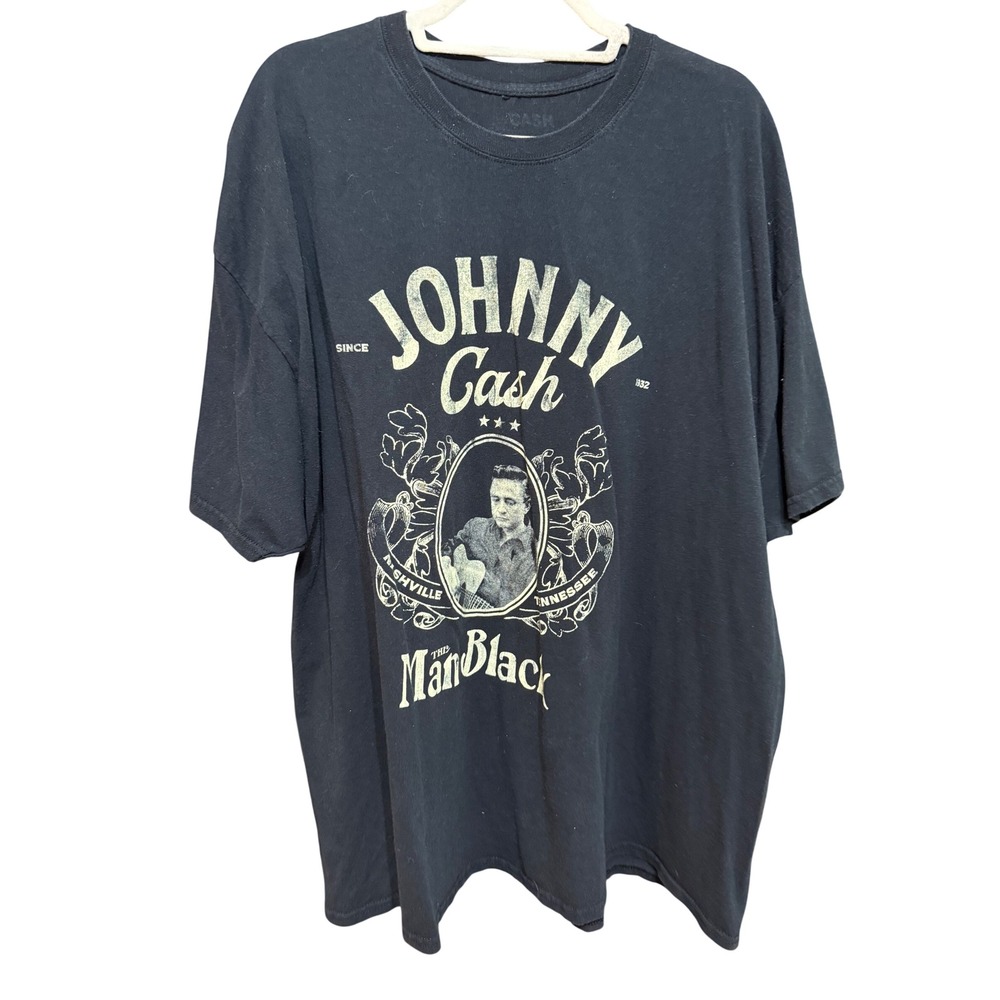 Johnny Cash The Man in Black Nashville Tennessee Graphic T-Shirt Black 3XL